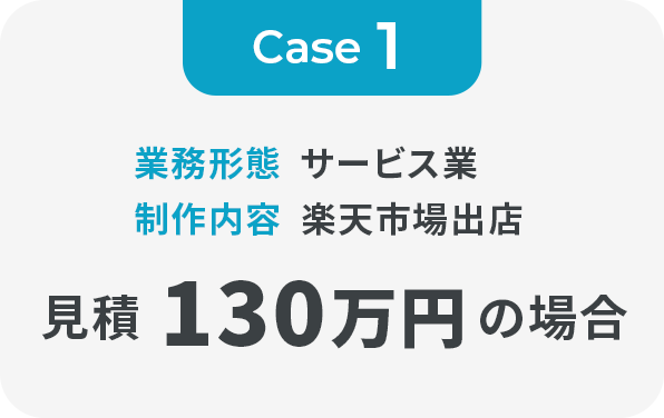 Case1 | 業務形態:サービス業、制作内容:楽天市場出店、見積130万円の場合