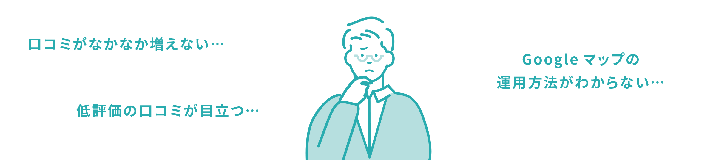 口コミがなかなか増えない…/低評価の口コミが目立つ…/Googleマップの運用方法がわからない…